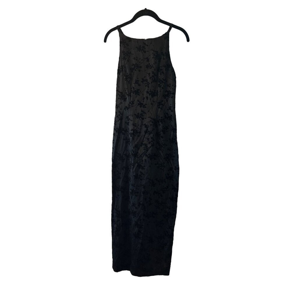 XOXO Black Floral Velvet Dress Size 5 Sleeveless Made In USA